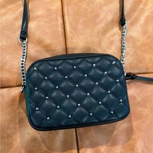 Rebecca Minkoff black studded vegan leather crossbody purse